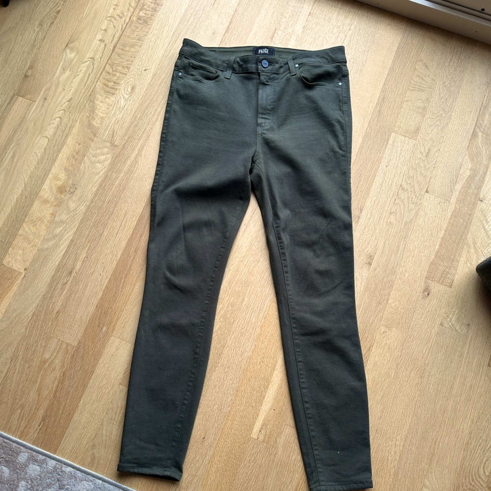 PAIGE Hoxton Ankle Olive Green Pants Size 30